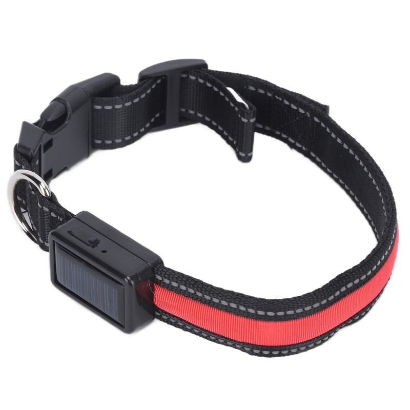 LED Dog Collar USB Rechargeable Solar Luminous Collar Adjustable Lighted