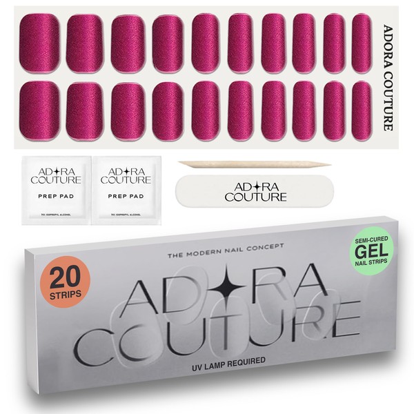 Adora Couture Semi Cured Gel Nail Strips with 20 Pieces,
