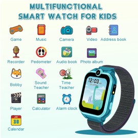 PTHTECHUS Smart Watch for Kids,Kids Smart Watch for Boys Girls with 18 Games Dual Cameras Music Player Video Recorder Flashlight Pedometer,Smartwatch for 4-12 Years Old Kids Birthday Gift-Navy Blue