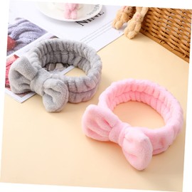 Baluue 4pcs Spa Headbands for Women Facial Hairbands Bow Comfortable Elastic Makeup and Face Wash Headwraps for Skincare Grey