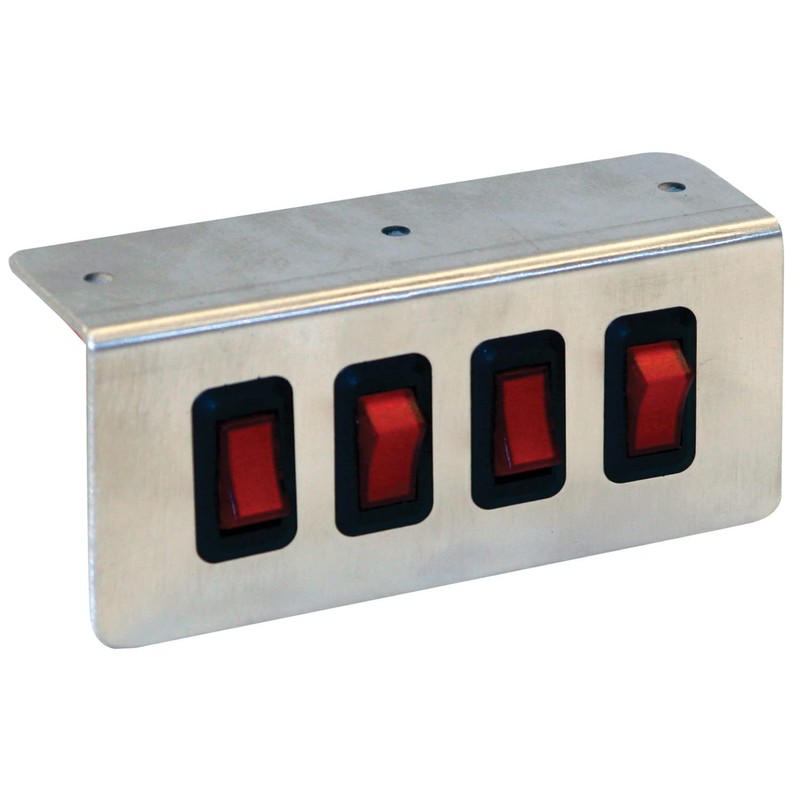Buyers Products 6391004 Quad On-Off Illuminated Switch Panel, Silver