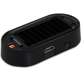 JinRui-T 2PCS Solar Power Fake Car Alarm LED Light Simulated Dummy Warning Anti-Theft LED Flashing Security Light Car Alarm System Lamp with USB Port Blue & Red Light (Black)