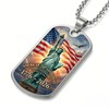 GuoShuang American 250th Anniversary Dog Tag Pendant Necklace, Silver Stainless