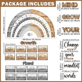 ojustbeok 29Pcs Growth Mindset Poster Bulletin Board Decorations Industrial Classroom Motivational Poster Inspirational Positive Wall Decor for Boho Rainbow Elementary Middle School Teacher Supplies