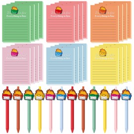Fullhawl 48 Pcs Dumpster Fire Sticky Notes and Pens Set, 24 Dumpster Memo Pads 24 Emotional Support Pens Employee Appreciation Gifts Supplies for Students Team Office Coworker Staff Employee Teachers