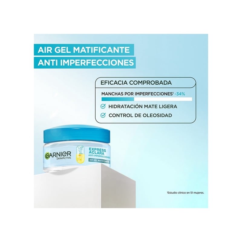 Gel facial Garnier skin active matificante antiimperfecciones vitamina c, ácido