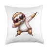 Sloth Heart Shape Sunglasses Dabbing Dance Lover Throw Pillow