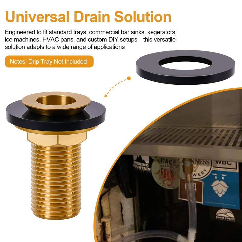 Drain Assembly For Drip Tray - 1/2" NPT Brass Auto