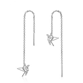 Miniblings Origami Bird Chain Earrings – Original Fashion Jewellery I Birds Dove Crane Dove of Peace – Earrings Earrings, Cotton
