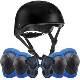 Kids/Youth Bicycle Helmet Knee Pad Elbow Pads Wrist Pads Protective Gear Children 7-in-1Gear Set,for Roller BMX Cycling Skateboard Skating Riding Scooter Skates Outdoor and Other Extreme Sports