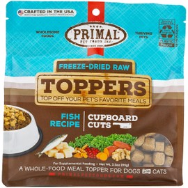 Primal Dog Food Toppers & Cat Food Toppers, Cupboard Cuts, Grain Free Meal Mixers with Probiotics, Raw Freeze Dried Dog Treats & Cat Treats, Great for Training (Fish, 3.5 oz)