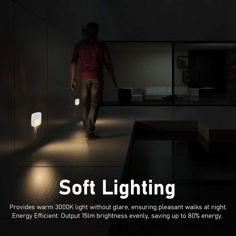 3PCS Plug in Night Light Motion Sensor Dusk to Dawn