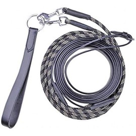 HKM Rope Leather Cob/Full Training Draw Rein - Brown