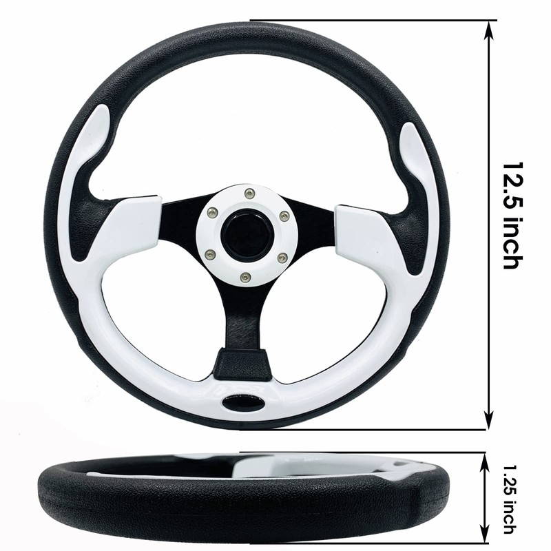White Golf Cart Steering Wheel with Ergonomic Design Universal Fit