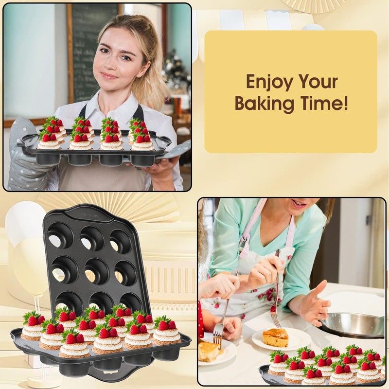 Tobeelec 2 Pack Mini Cheesecake Pans Removable Bottom 12 Cavity