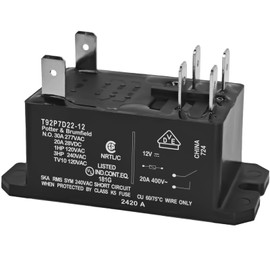 T92P7D22-12 Power Relay (2-Pack) – 12VDC 30A DPST-NO Panel Mount Relay - 6-1393211-9 Replacement for HVAC, Industrial Controls & Appliances