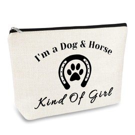 Dog and Horse Gifts for Girls Women Makeup Bag Dog Lover Gifts Horse Lover Gift Country Travel Cosmetic Bag Paw Horseshoe Gift Equestrian Gift Christmas Birthday Gift for Dog Horse Lover Friend Sister