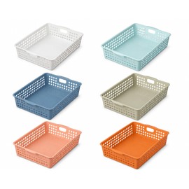 FOCHIER F 6 Pack Classroom Paper Baskets, Organizing Desk Boho Tray for A4 Papers, Classroom Storage Plastic Paper Bins, Fun Turn in Trays for Teachers and Students, Office Desk Room Trays Organizer