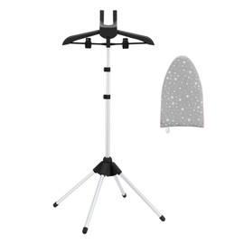 CINPIUK Garment Steamer Rack & Garment Steamer Ironing Glove for Steaming Clothes, Adjustable Garment Hanger Standing Handled Mini Ironing Board, Hanging Steamer Ironing Accessories for Clothes, Black