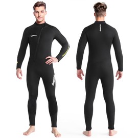 Owntop 5mm Neoprene Wetsuit for Men - Full Diving Suits Stretch Long Sleeve One Piece Dive Skin Front Zip UPF50+ Thermal Thicken Swimwear for Scuba Surfing Snorkeling, 3XL