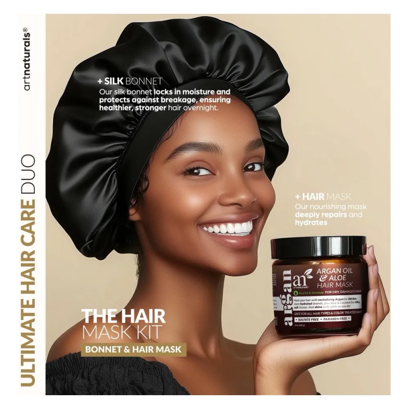 Set De Mascarilla Capilar + Gorro De Satén Artnaturals Para
