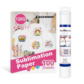 TECKWRAP Sublimation Paper 8.3 x 11.7 Inch 100 Sheets 120gsm Work with Sublimation Printer and Ink, Colorful White Glitter HTV Heat Transfer Vinyl 12 x 60 Inch for Polyester T-Shirts, Light Fabric