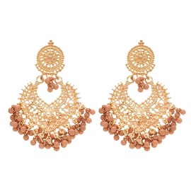 ALRNBY Indian Earrings for Women Gold Chandelier Earrings Dangle Dainty Jhumka Earrings Tassel Earrings Lightweight (Color4)