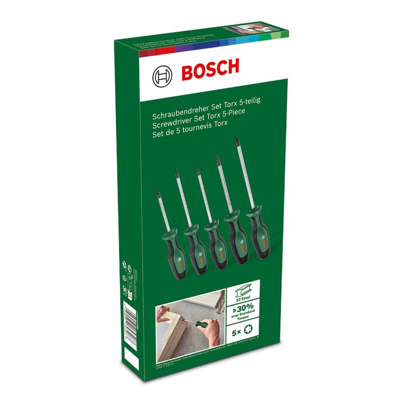 Bosch Schraubendreher-Set TX, 5-teilig (Hochwertiger Schraubenzieher- Satz für Heimwerker; erstklassiger