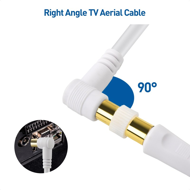 Cable Matters 2-Pack 3 m Right Angle Coaxial TV Aerial