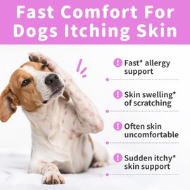 POPPAW Itch & Immune Support for Dogs, Herbal Supplements for Allergy Soothing Soft Chewable Tablets, Natural Curcumin & Omega-3 for Itching Skin, Palatable Beef Flavor - 90 Count