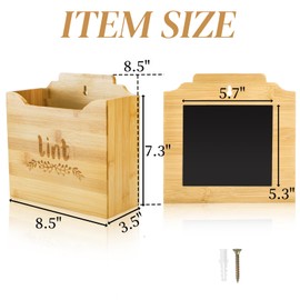 Goaste Bamboo Magnetic Lint Bin, Wall-Mounted Lint Trash Can for Laundry Room, Farmhouse Lint Holder Box, Space-Saving Dryer Lint Container for Laundry Room Storage and Organization, Home Decor