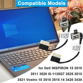 ZHUROUPU Replacement DC Power Jack Socket Charging Port Cable GDM50 for Dell INSPIRON 15 3510 3511 3520 I5-1135G7 3525 3515 3521 Vostro 15 3510 3515 14 3420 DC301017H00 231X7 DC301018100 0231X7 (2Pcs)