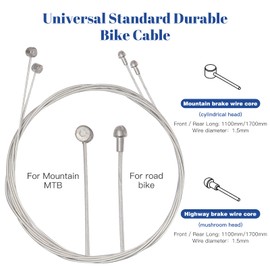 Universal Bike Brake Cable Housing Kit With 1 Set Bicycle Brake Line, 2 Pieces V Bike Brake Noodle Cable Guide Pipe and End Caps accessories for MTB Mountain Bike or Road Bikes Bicycle Cycling, Black