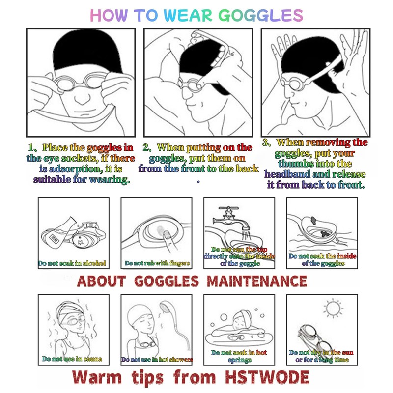 HSTWODE Swimming Goggles with Prescription, Dioptres: -0 to -6.0, Anti-Fog,