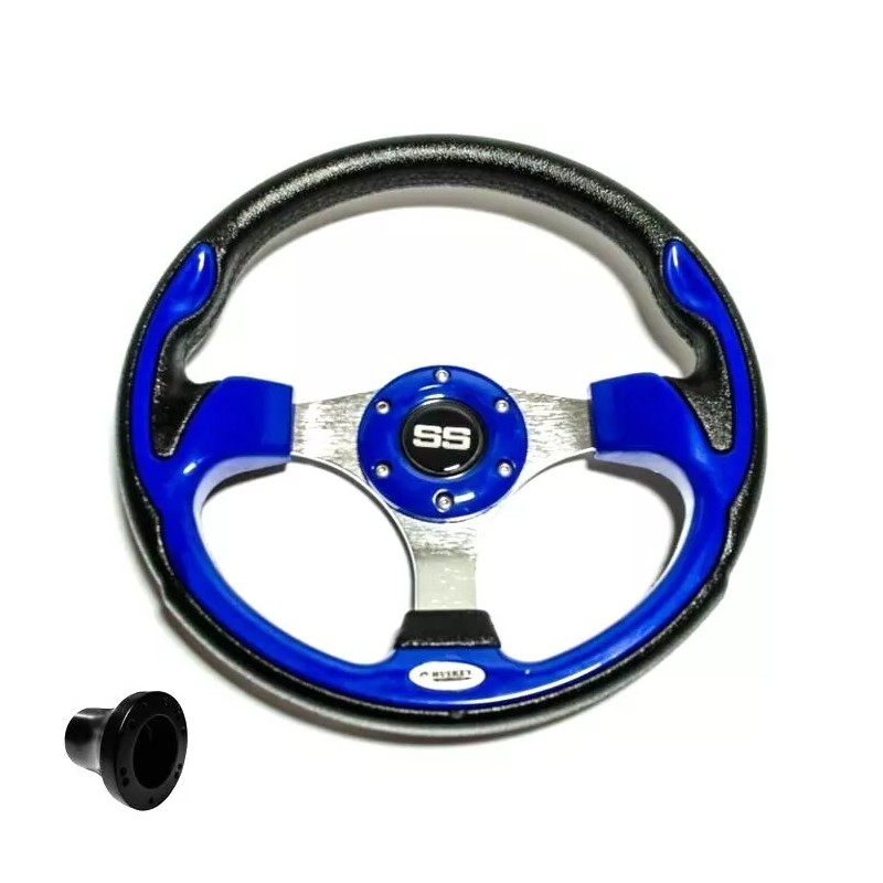Huskey Blue SS Golf Cart Steering Wheel w/ Hub Adapter