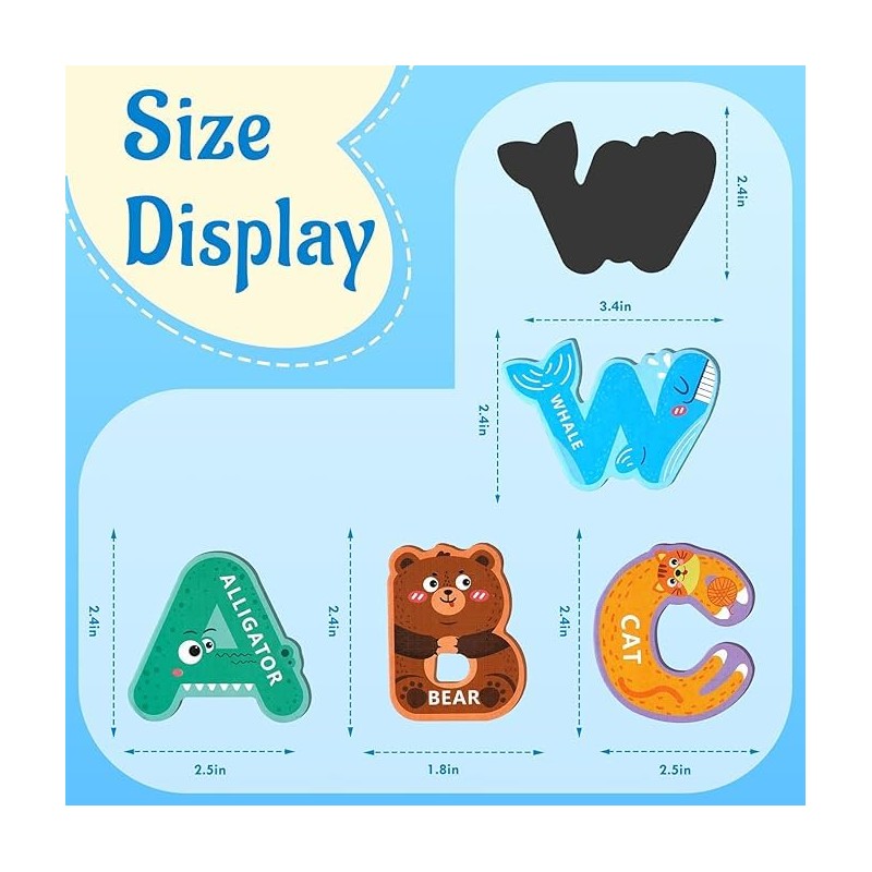 Felly Animal Alphabet ABC Fridge Magnets Educational Toy, 26 Magnetic
