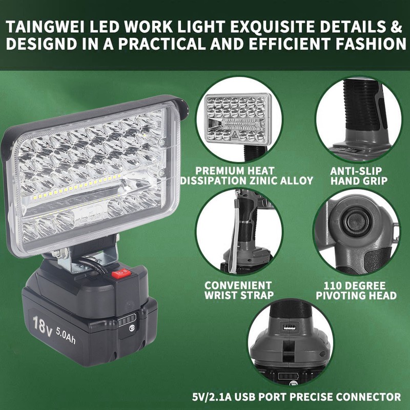 144W 7200LM LED Work Light Spotlight Floodlight Emergency Portable Flashlight