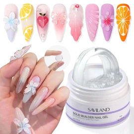 SAVILAND Advanced Solid Builder Nail Gels: Non-Stick 3D Nail Gel Clear Scluplting Gel for Nails Art 30 Days Long-Lasting 4-in-1 Function Extension Carving No Damaging DIY Salon 15g