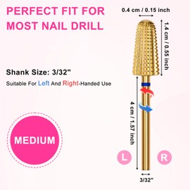 CGBE 5-in-1 Nagelfräser Aufsätze, Wolframkarbid Nagelfräser Bit für Entfernen Acryl Polygel und harte Gel, 3/32 Zoll Gold Fräser Bit für Gelnägel Maniküre Pediküre Werkzeuge