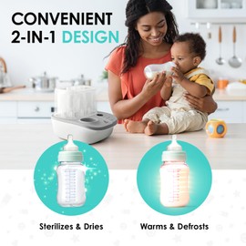 Lil' Jumbl 2-in-1 Baby Bottle Warmer & Sterilizer Dryer, Sterilizes Steams & Dries Accessories, Warms & Defrosts Milk & Formula, Temperature, Timer and Auto Shut-Off