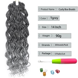 150 Strands Goddess Box Braids Crochet Hair Pre Looped Grey Ombre Curly Crochet Braids Pre Braided Box Braid 5 Packs Wavy Crochet Braiding Hair for Women