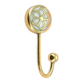 G Decor Mother of Pearl Patterned Gold Brass Coat Hook Wall Organizer Coat Hook (Flower)