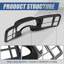 Auto Dynasty Gauge Cluster Instrument Panel Bezel Trim Compatible with Chevy Silverado Avalanche GMC Sierra Yukon 99-02, Textured Black