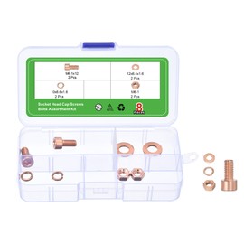 uxcell Hex Socket Bolts Kits (M6), Red Copper Cup-Shaped Head Cap Hexagon Socket Head Cap Screws Set