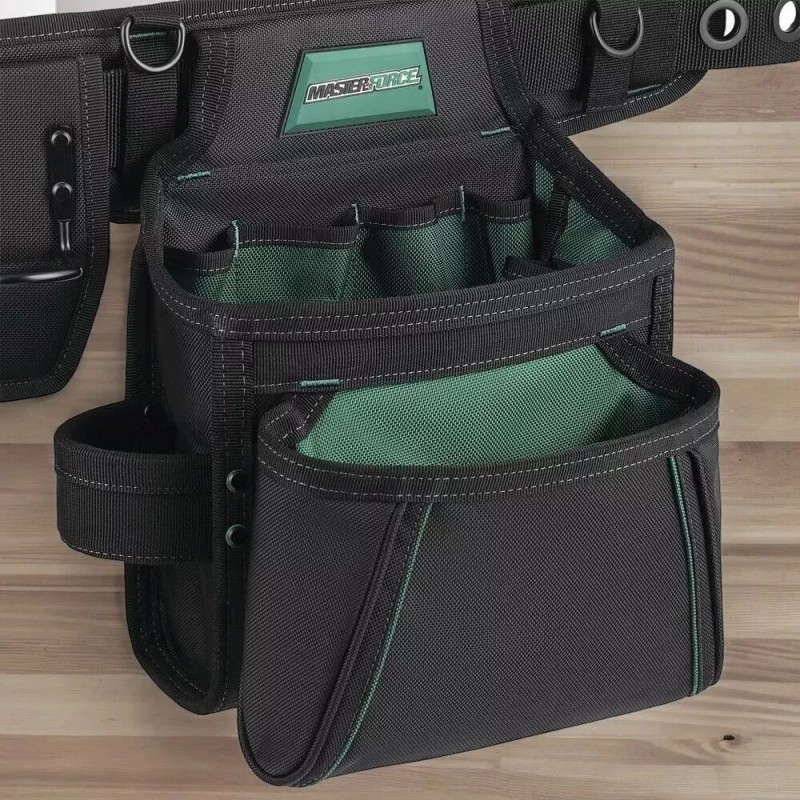 Masterforce 18-Pocket Pro Carpenter's Tool Belt Suspenders Padded DIY Projects