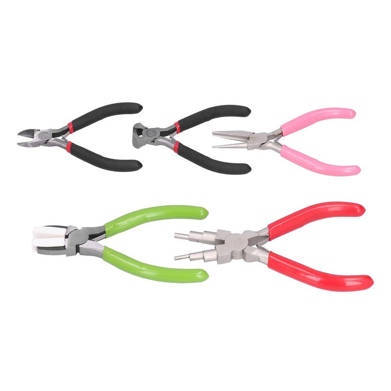 5Pcs Pliers Kit Diagonal Flat Nosed Bail Making Jewelry Pliers