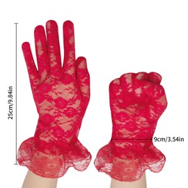 Long Keeper Lace Gloves Women's Opera Bridal Gloves Women Lace Gloves 1920s Bridal Gloves Lace for Prom Wedding Tea Party Costume, red, Unit size
