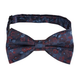 Alizeal Mens Floral Pattern Pre-tied Bow Tie, Pocket Square and Cufflinks Set, Navy+Maroon