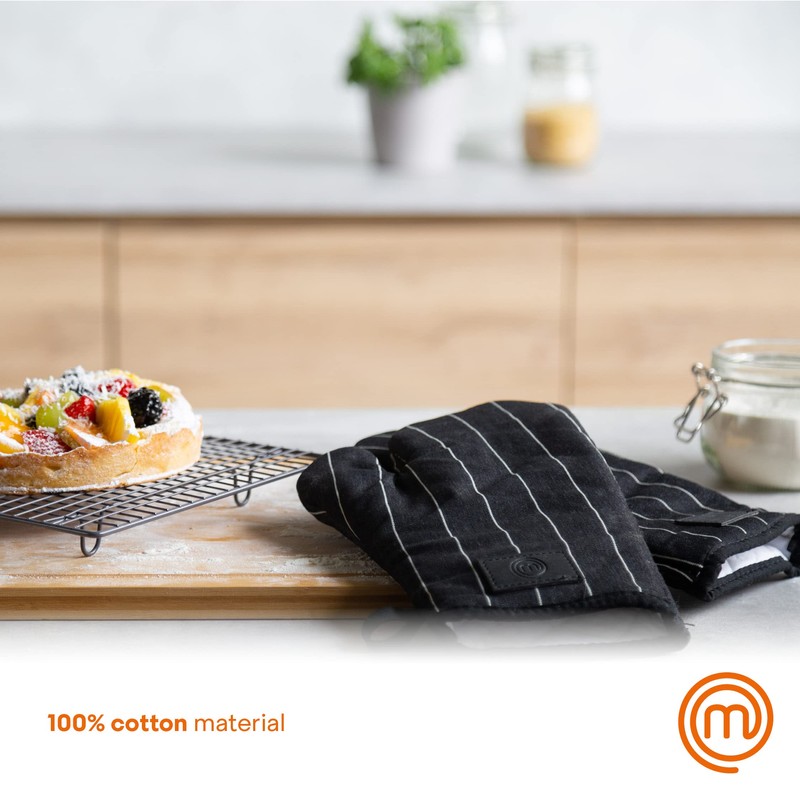 MasterChef Oven Mitts Heat Resistant, Set of 2 Baking Gloves,