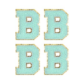 sourcing map 4 x Chenille Iron-On Letter Sew-On Alphabet B 3.1 Inches Height Blue